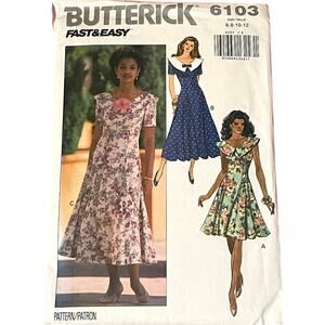 Butterick 6103 Misses 6-12 Fit and Flare Dress Circa 1992 Uncut FF 1990's